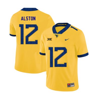 Men's West Virginia Mountaineers NCAA #12 Taijh Alston Yellow Authentic Nike 2019 Stitched College Football Jersey OL15N53QB